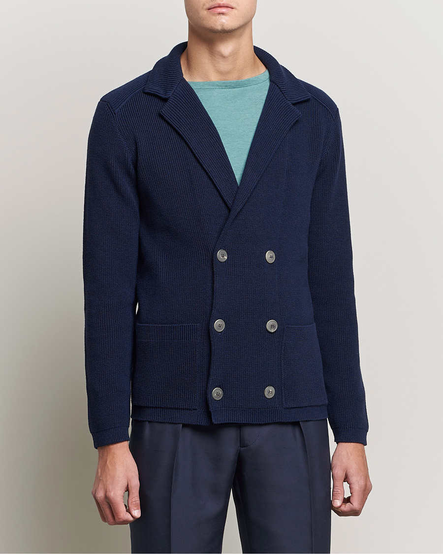 Herre | Blazere & jakker | Giorgio Armani | Double Breasted Knitted Blazer Navy