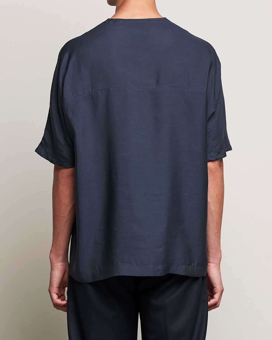 Herre | T-Shirts | Giorgio Armani | Silk Blend T-Shirt Navy