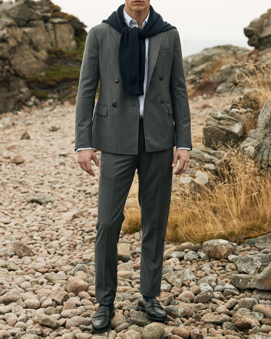 Herre | Jakkesæt | Giorgio Armani | Pinstripe Double Breasted Suit Grey