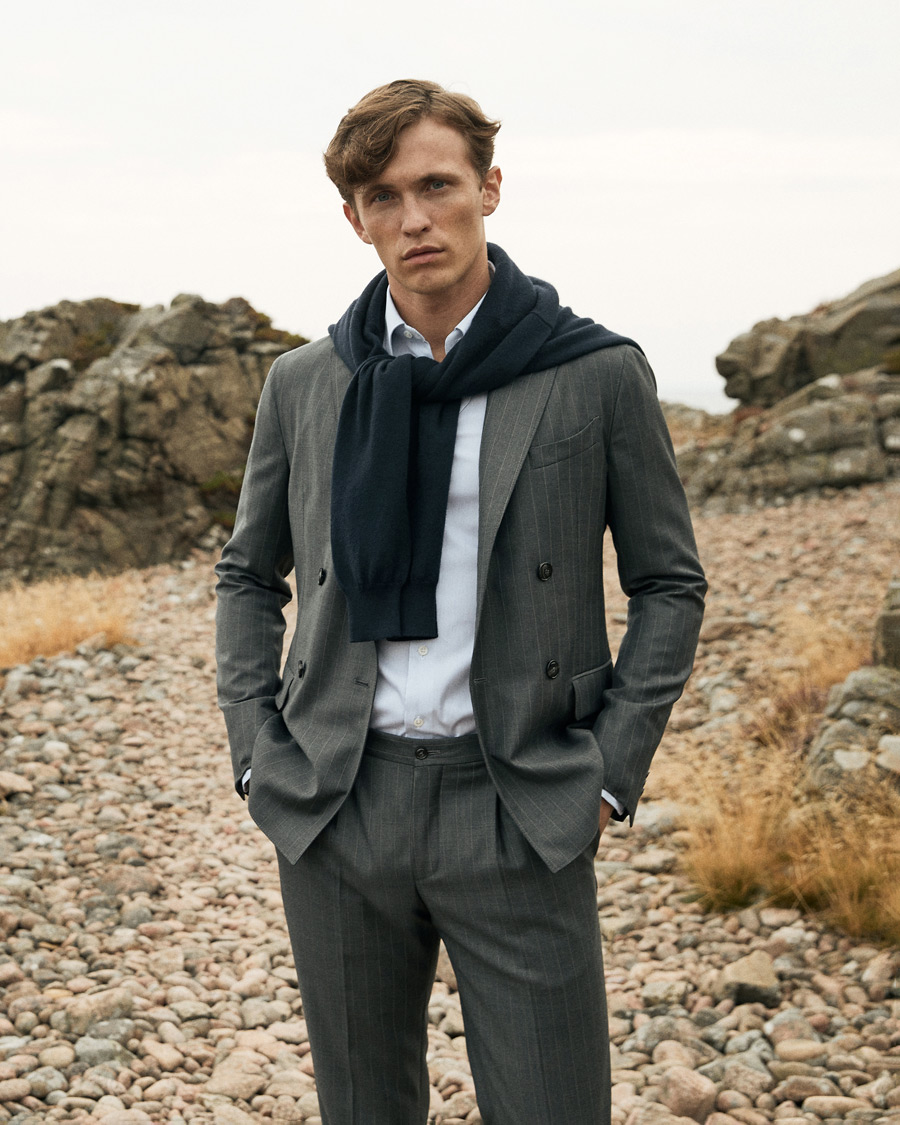 Herre | Jakkesæt | Giorgio Armani | Pinstripe Double Breasted Suit Grey