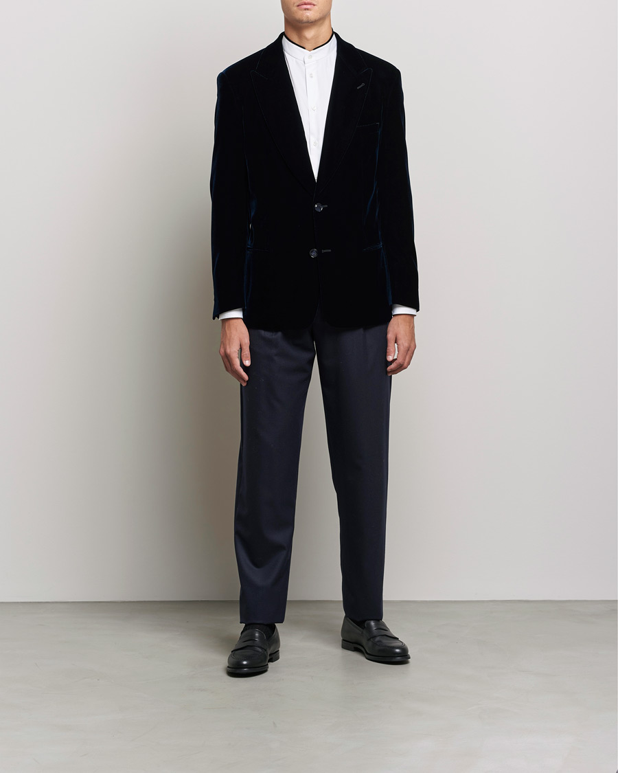 Herre | Blazere & jakker | Giorgio Armani | Peak Lapel Velvet Blazer Navy