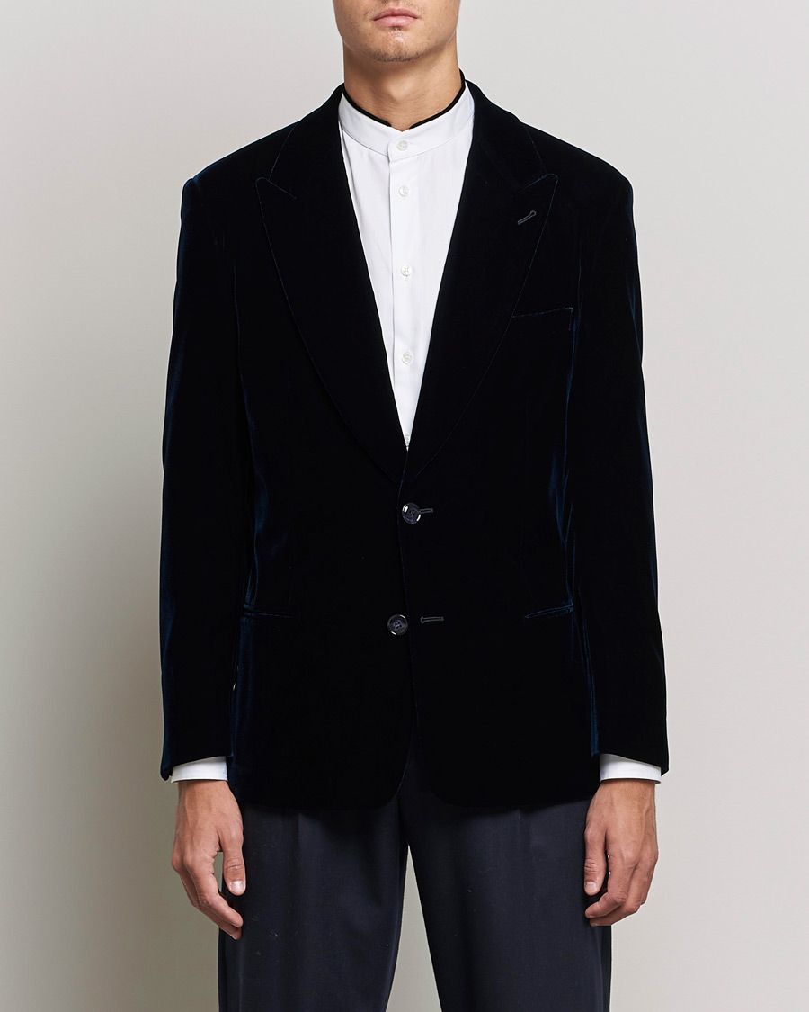 Herre | Blazere & jakker | Giorgio Armani | Peak Lapel Velvet Blazer Navy