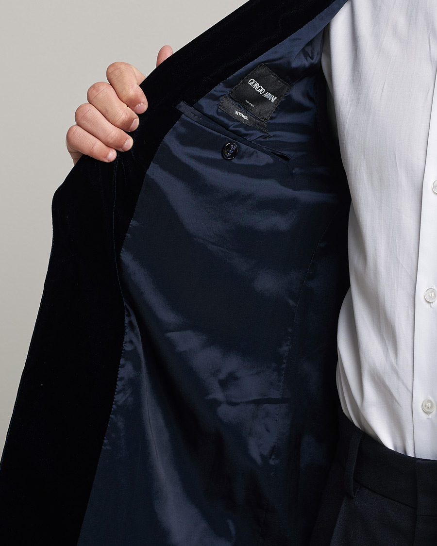 Herre | Blazere & jakker | Giorgio Armani | Peak Lapel Velvet Blazer Navy