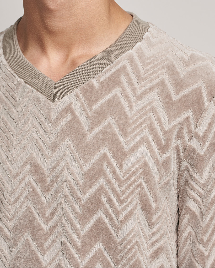 Herre | Trøjer | Giorgio Armani | Velvet Jersey Chevron Sweater Beige