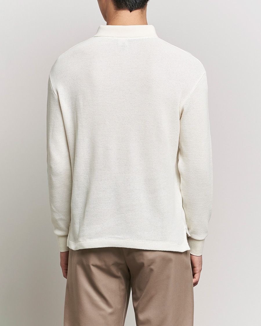 Herre | Trøjer | Giorgio Armani | Wool Piquet Long Sleeve Polo Off White