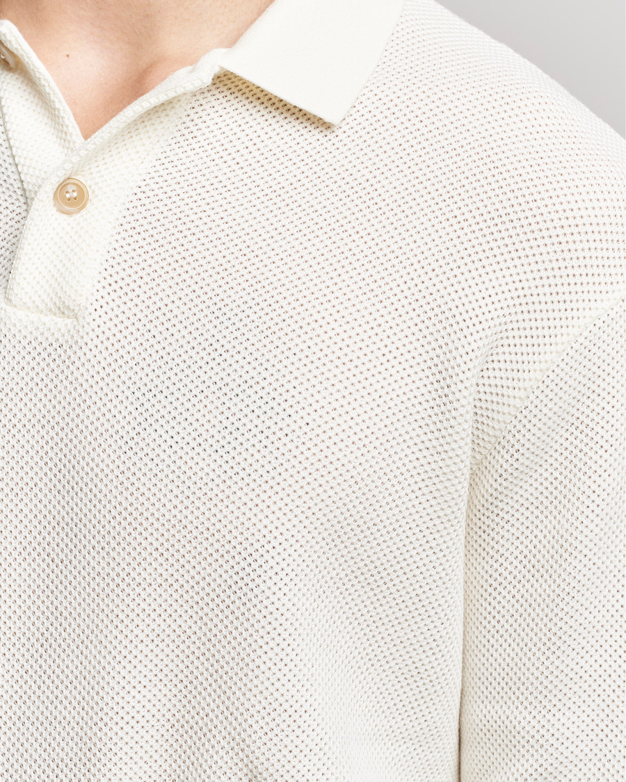 Herre | Trøjer | Giorgio Armani | Wool Piquet Long Sleeve Polo Off White