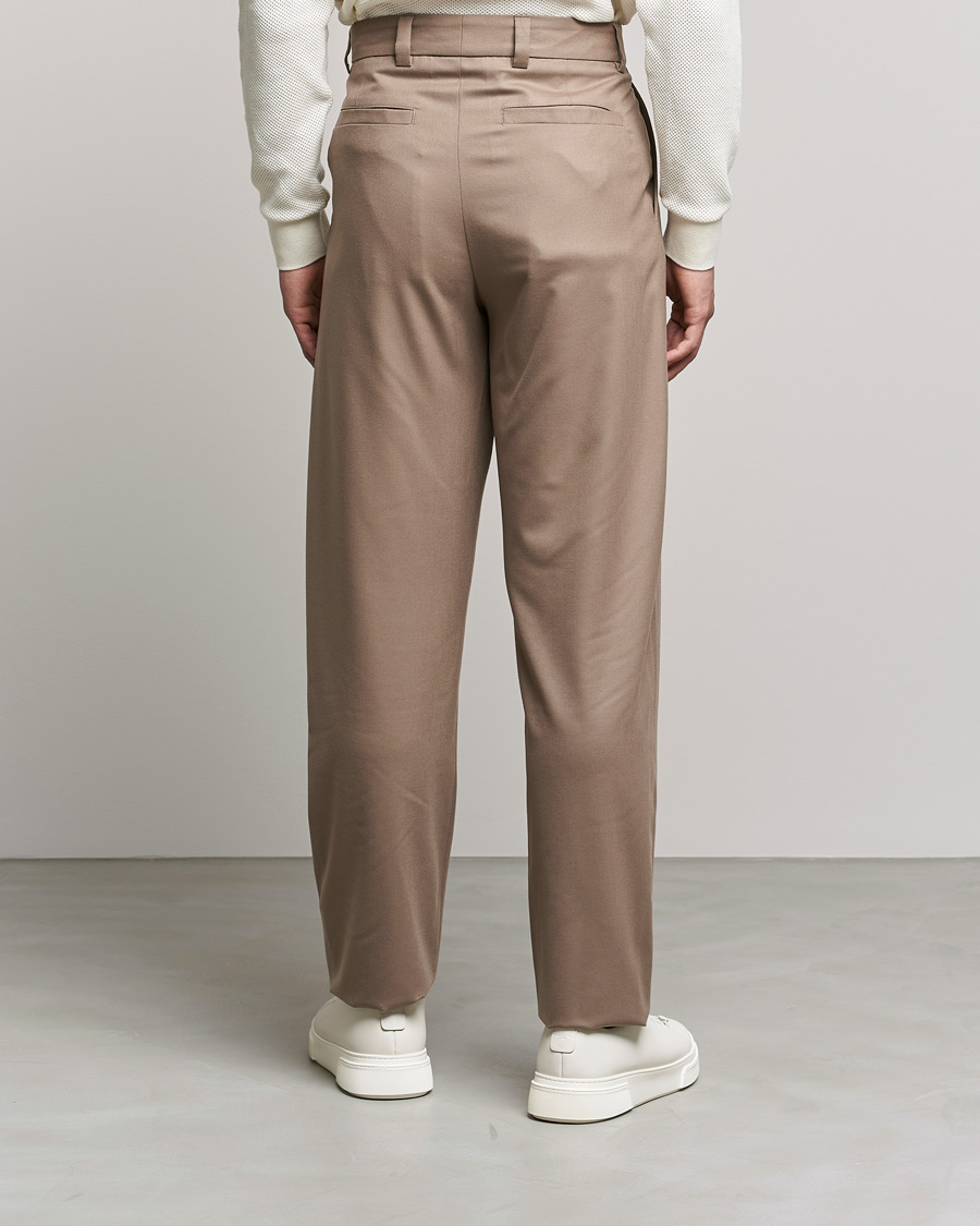 Herre | Bukser | Giorgio Armani | Tapered Pleated Flannel Trousers Beige
