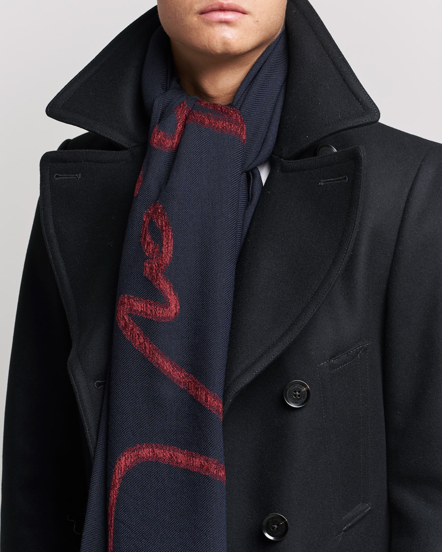 Herre | Halstørklæder | Giorgio Armani | Signature Woven Wool Scarf Navy