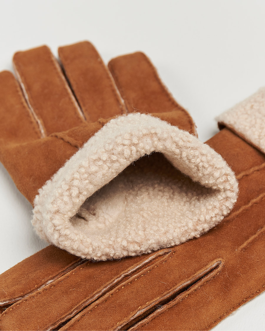 Herre | Tilbehør | Hestra | Bernard Lambskin Suede Glove Cognac