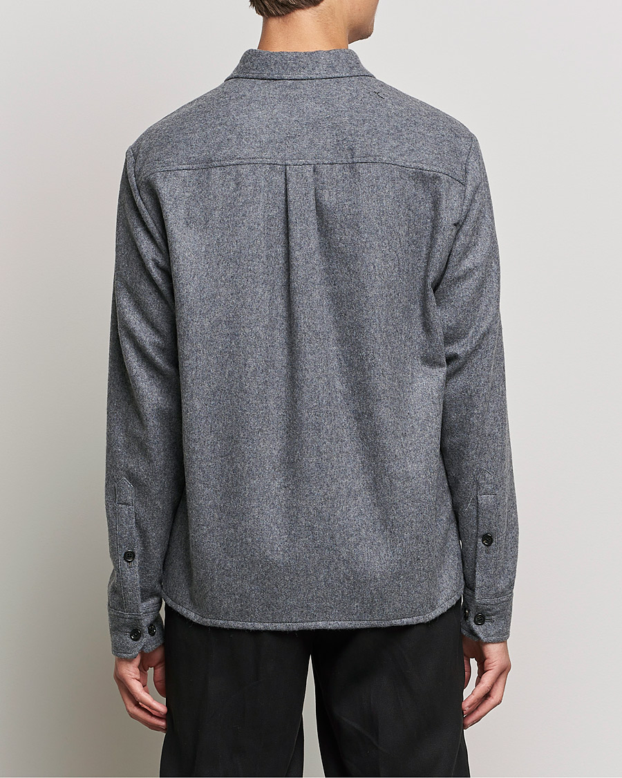 Herre | Skjorter | J.Lindeberg | Flat Wool Regular Overshirt Grey Melange