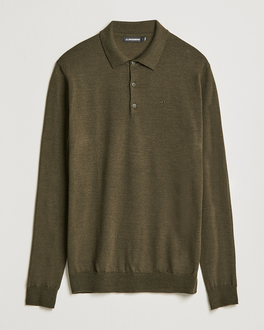 Herre | Trøjer | J.Lindeberg | Noel True Merino Poloshirt Forest Green