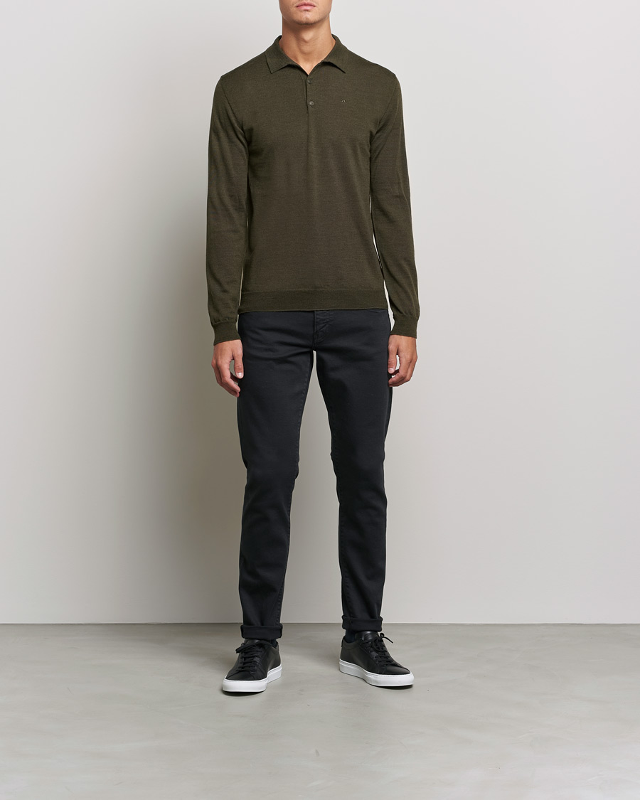 Herre | Trøjer | J.Lindeberg | Noel True Merino Poloshirt Forest Green