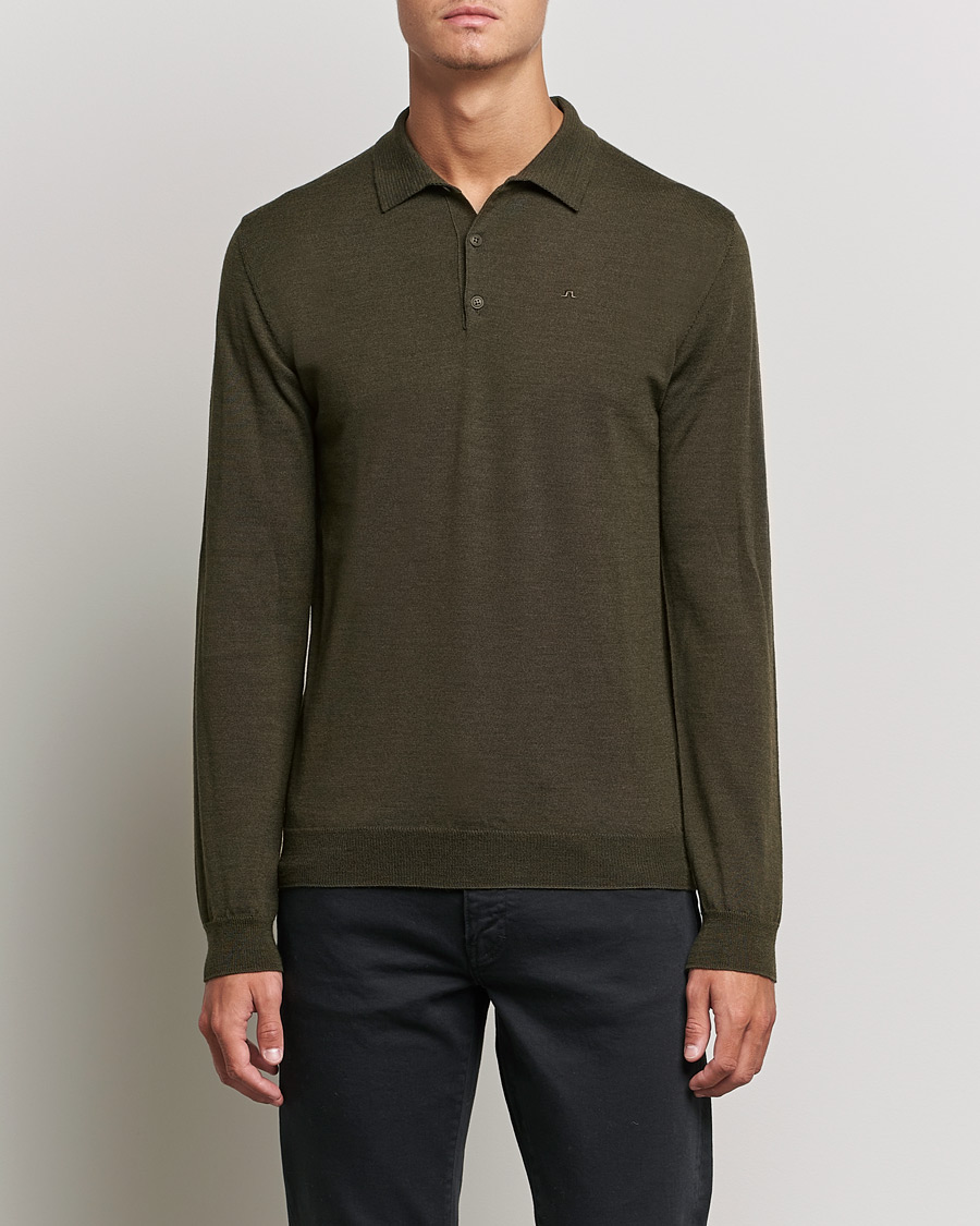 Herre | Trøjer | J.Lindeberg | Noel True Merino Poloshirt Forest Green