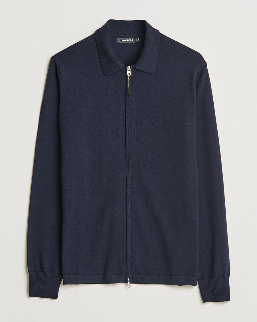 Herre | Trøjer | J.Lindeberg | Nyle True Merino Zip Cardigan Navy