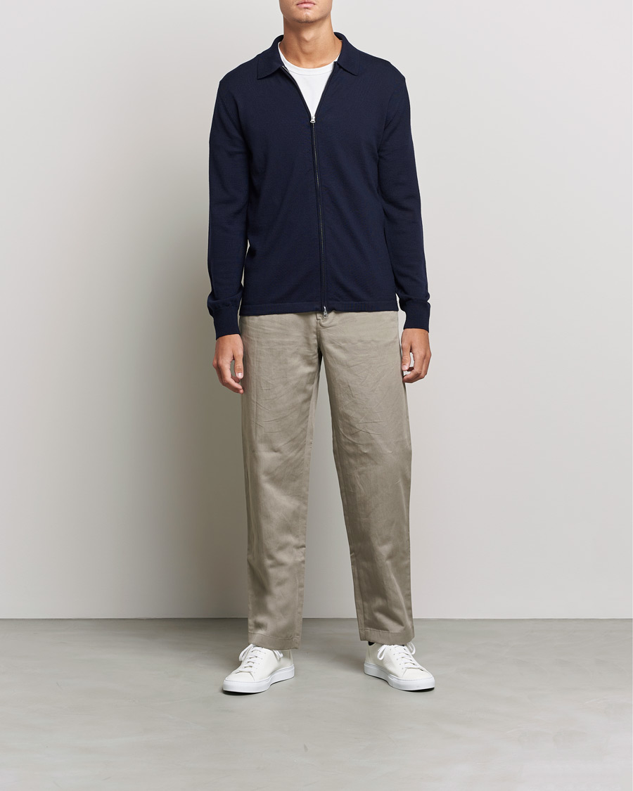 Herre | Trøjer | J.Lindeberg | Nyle True Merino Zip Cardigan Navy