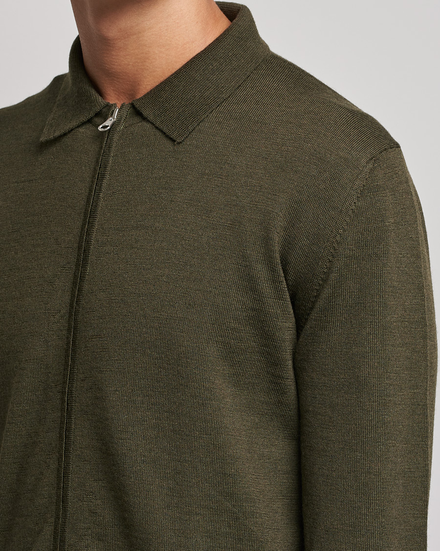 Herre | Trøjer | J.Lindeberg | Nyle True Merino Zip Cardigan Forest Green
