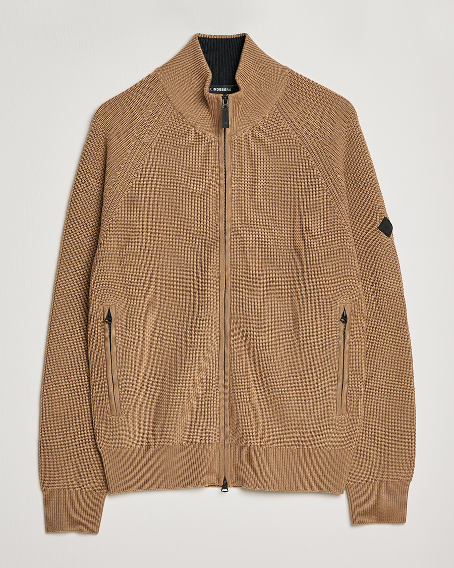 Herre | Trøjer | J.Lindeberg | Kyler Wool Blend Zip Tiger Brown