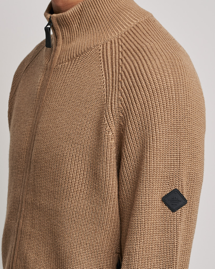 Herre | Trøjer | J.Lindeberg | Kyler Wool Blend Zip Tiger Brown