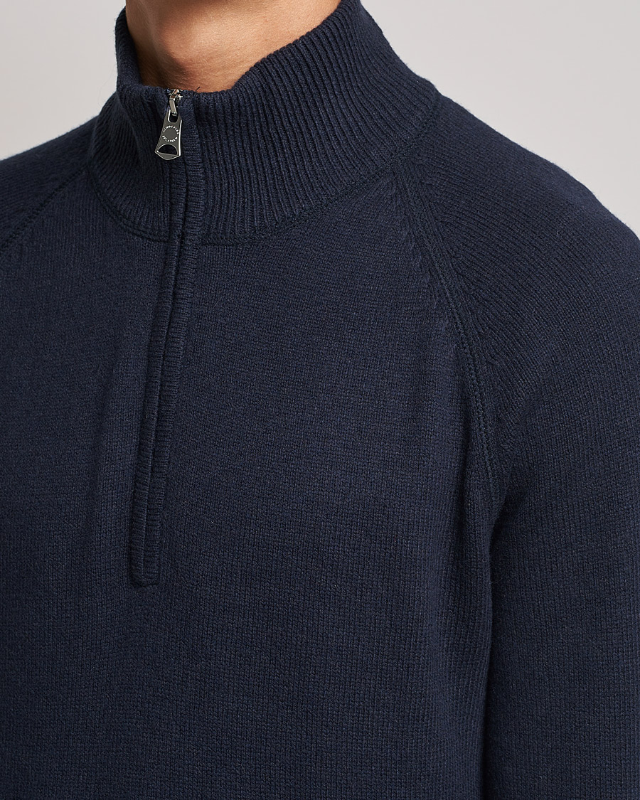 Herre | Trøjer | J.Lindeberg | Collin Cashmere/Wool Knitted Half Zip Navy