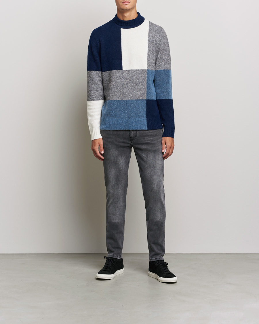 Herre | Trøjer | J.Lindeberg | Orian Wool Blend Turtleneck Blue Colorblock
