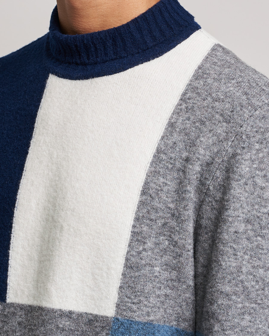 Herre | Trøjer | J.Lindeberg | Orian Wool Blend Turtleneck Blue Colorblock