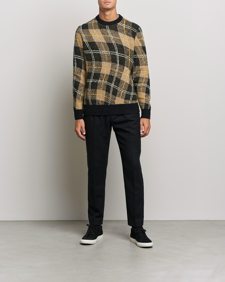 Herre | Trøjer | J.Lindeberg | Glen Hairy Jacquard Knitted Crew Neck Tiger Brown