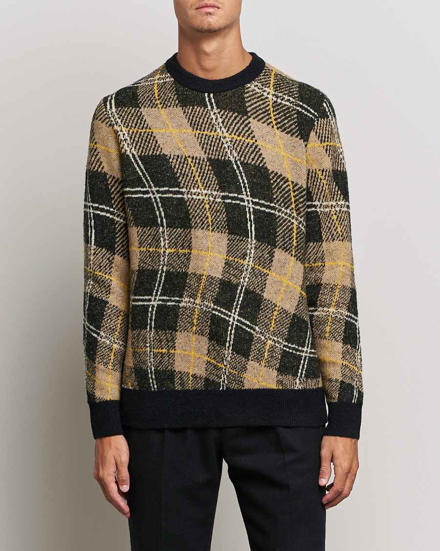 Herre | Trøjer | J.Lindeberg | Glen Hairy Jacquard Knitted Crew Neck Tiger Brown