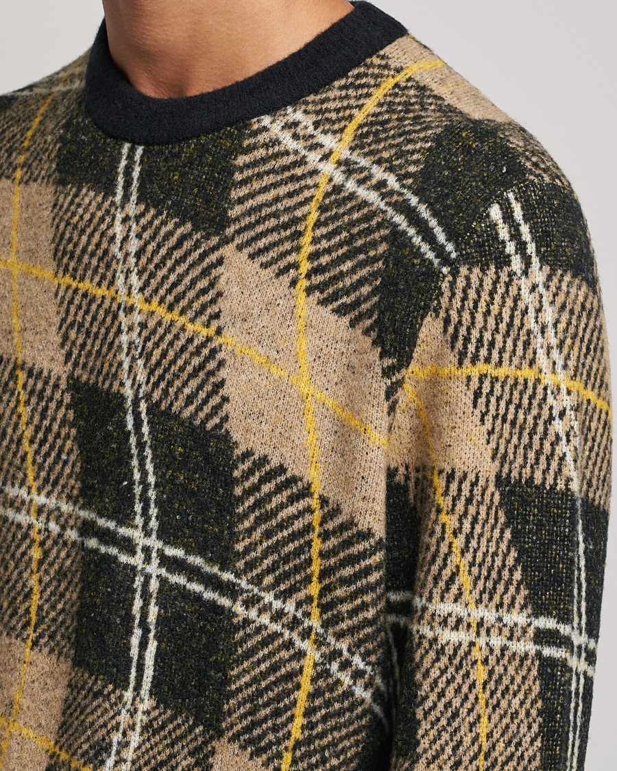 Herre | Trøjer | J.Lindeberg | Glen Hairy Jacquard Knitted Crew Neck Tiger Brown