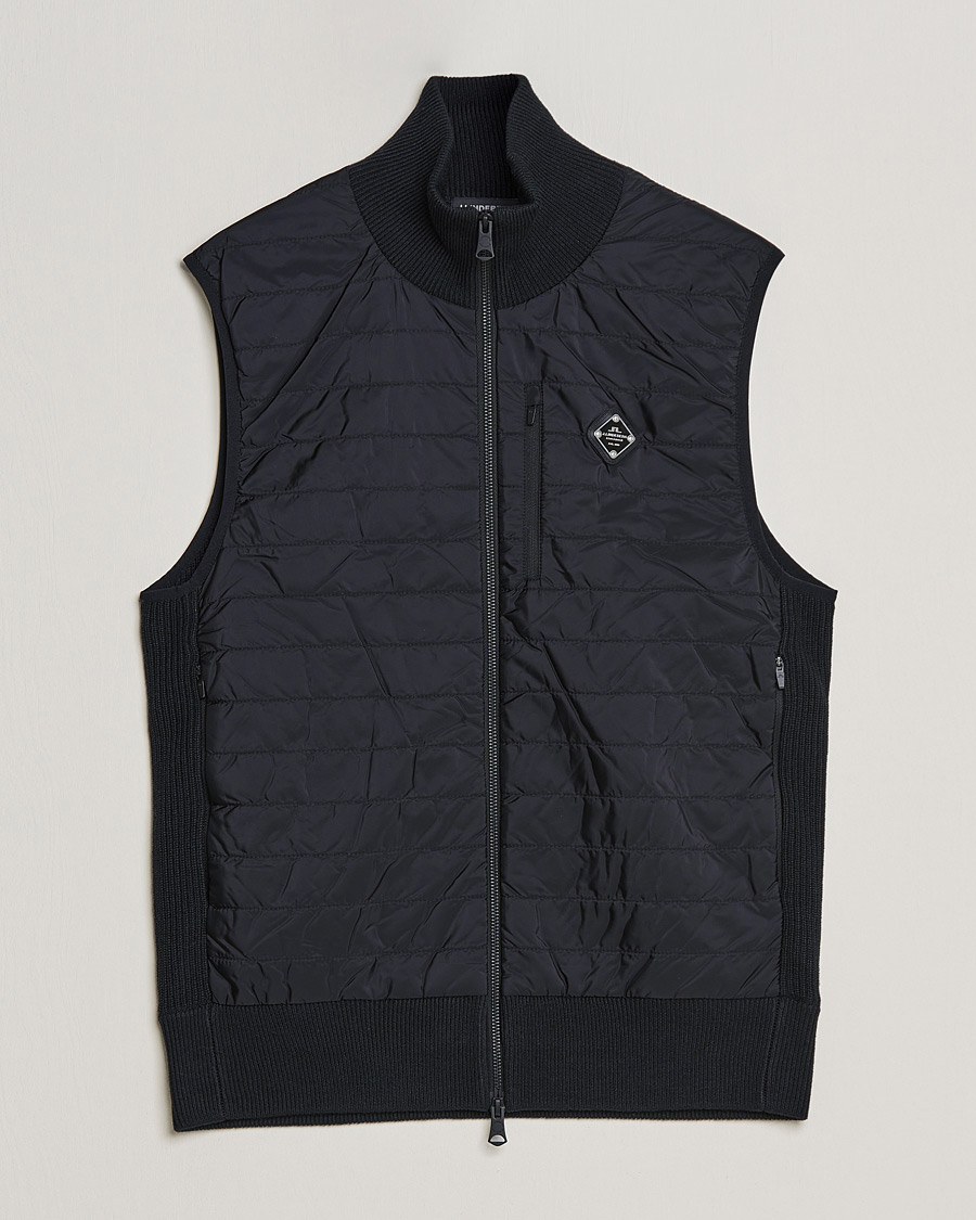 Herre | Trøjer | J.Lindeberg | Becket Knitted Hybrid Zip Vest Black