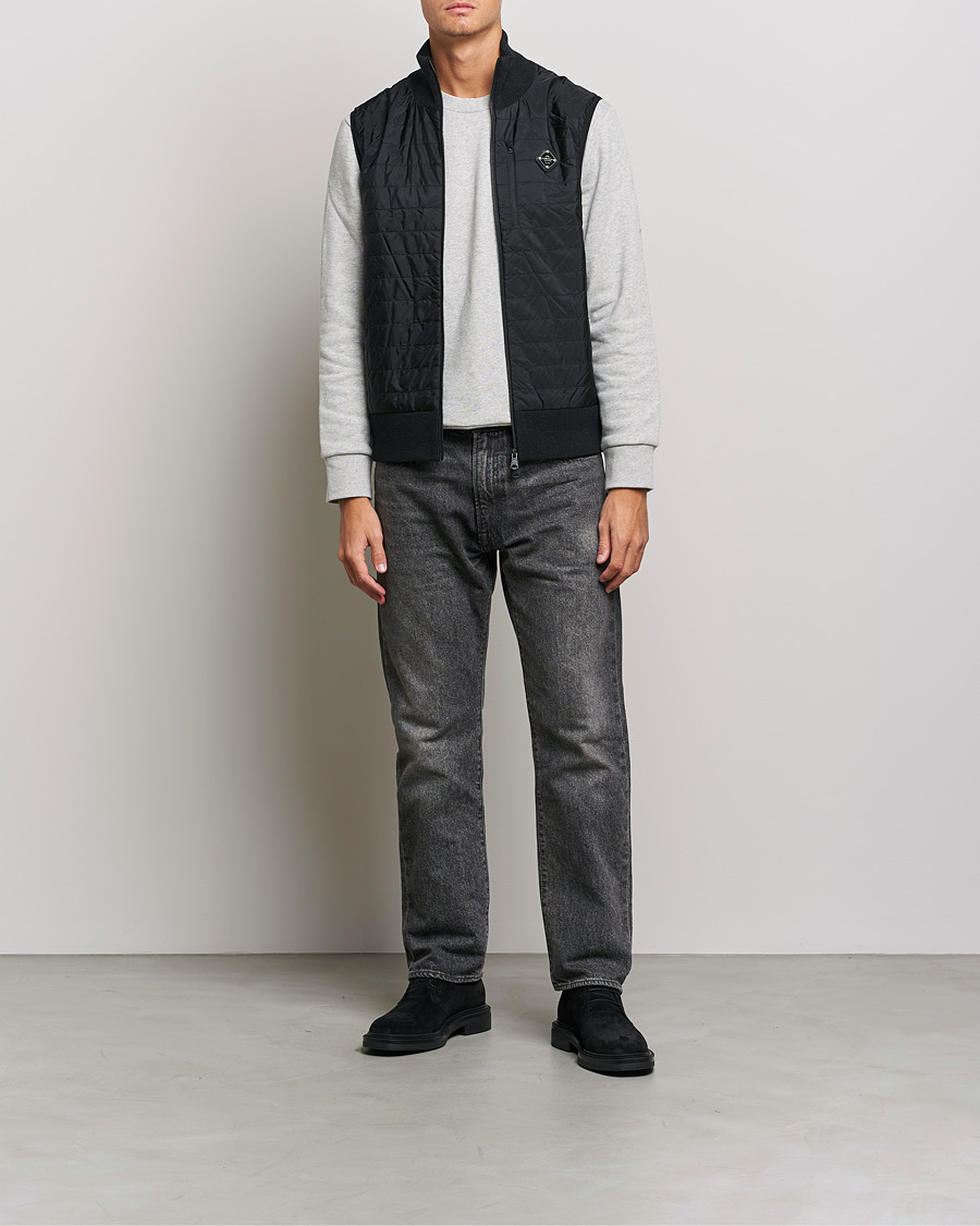 Herre | Trøjer | J.Lindeberg | Becket Knitted Hybrid Zip Vest Black