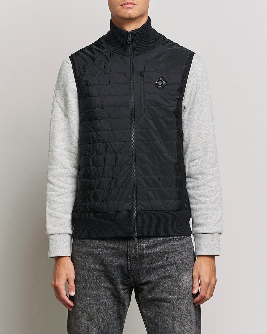 Herre | Trøjer | J.Lindeberg | Becket Knitted Hybrid Zip Vest Black