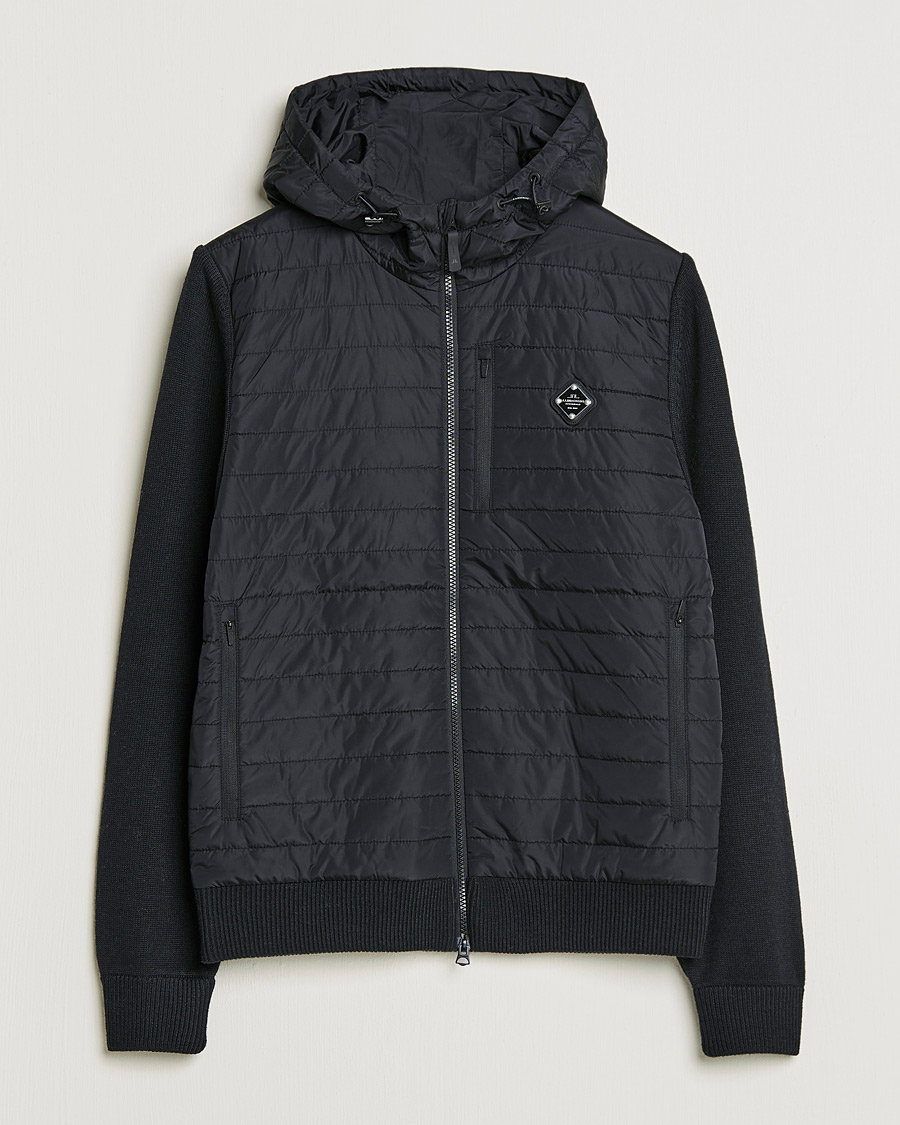 Herre | Trøjer | J.Lindeberg | Pierre Knitted Hybrid Full Zip Hood Black