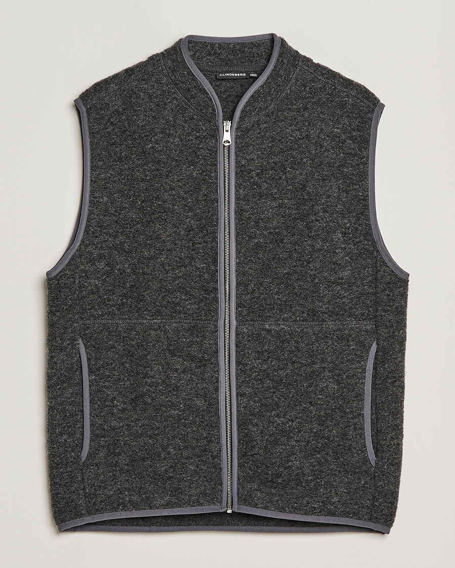 Herre | Trøjer | J.Lindeberg | Duncan Wool Fleece Vest Grey Melange