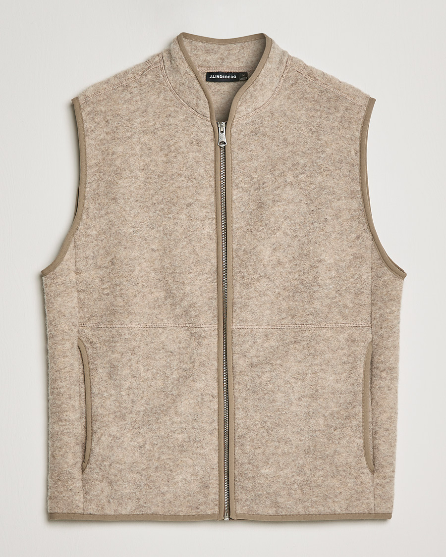 Herre | Trøjer | J.Lindeberg | Duncan Wool Fleece Vest Tiger Brown