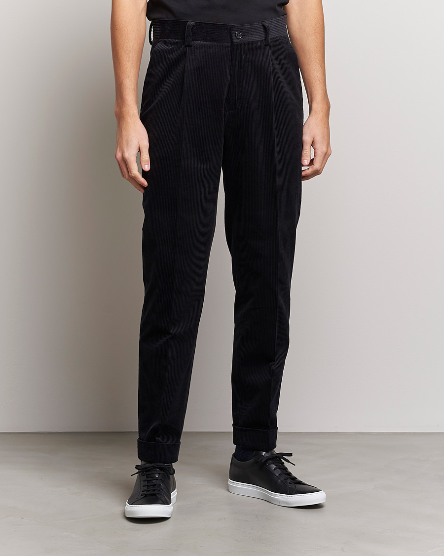 Herre | Bukser | J.Lindeberg | Gordon Pleated Corduroy Trousers Black