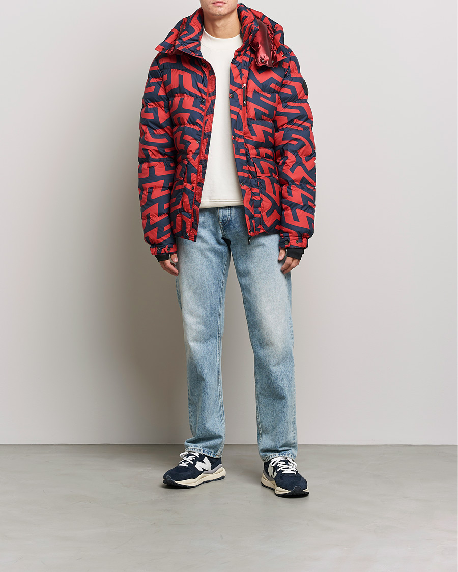 Herre | Jakker | J.Lindeberg | Sphere Printed Down Jacket Bridge Swirl Red