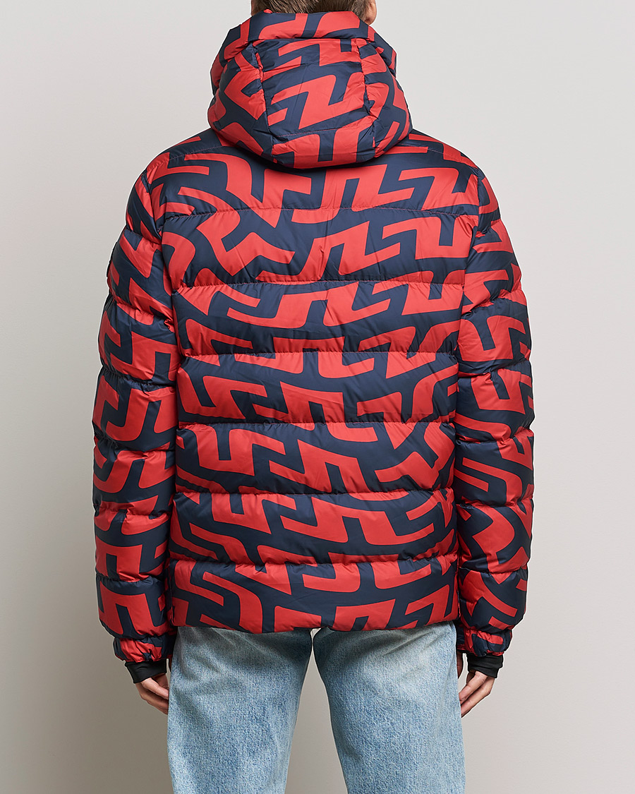Herre | Jakker | J.Lindeberg | Sphere Printed Down Jacket Bridge Swirl Red