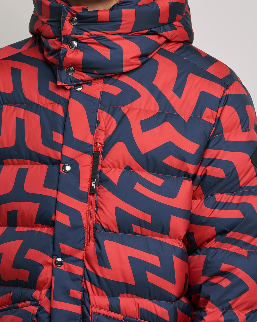 Herre | Jakker | J.Lindeberg | Sphere Printed Down Jacket Bridge Swirl Red