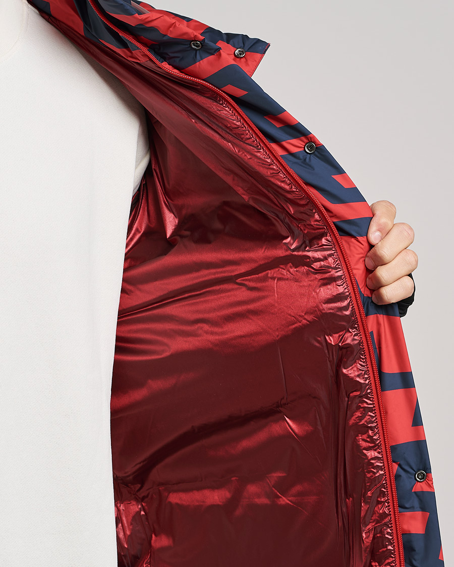 Herre | Jakker | J.Lindeberg | Sphere Printed Down Jacket Bridge Swirl Red
