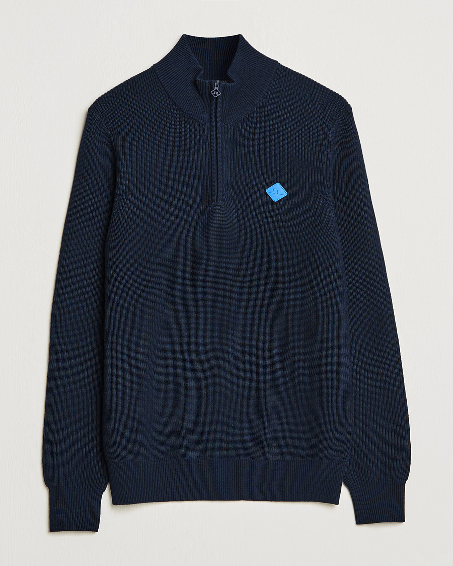 Herre | Trøjer | J.Lindeberg | Diamond Knitted Zip Sweater Navy