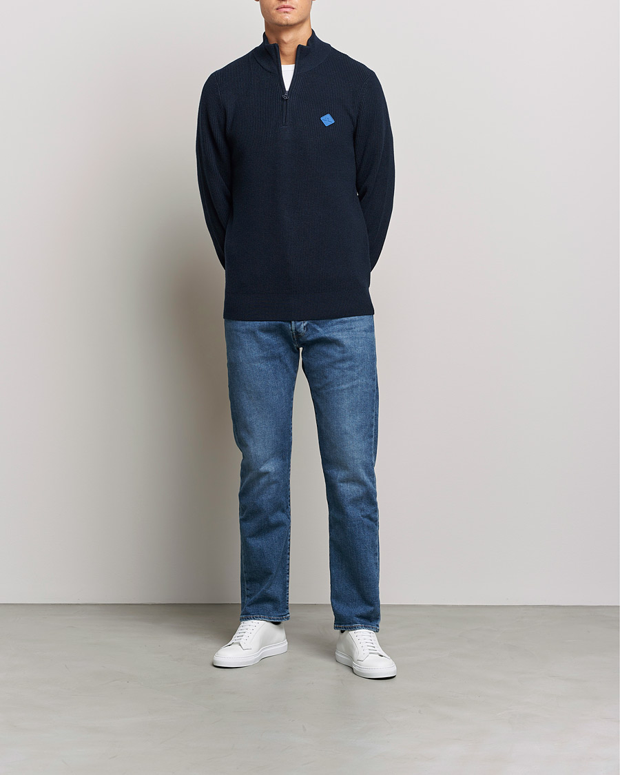 Herre | Trøjer | J.Lindeberg | Diamond Knitted Zip Sweater Navy