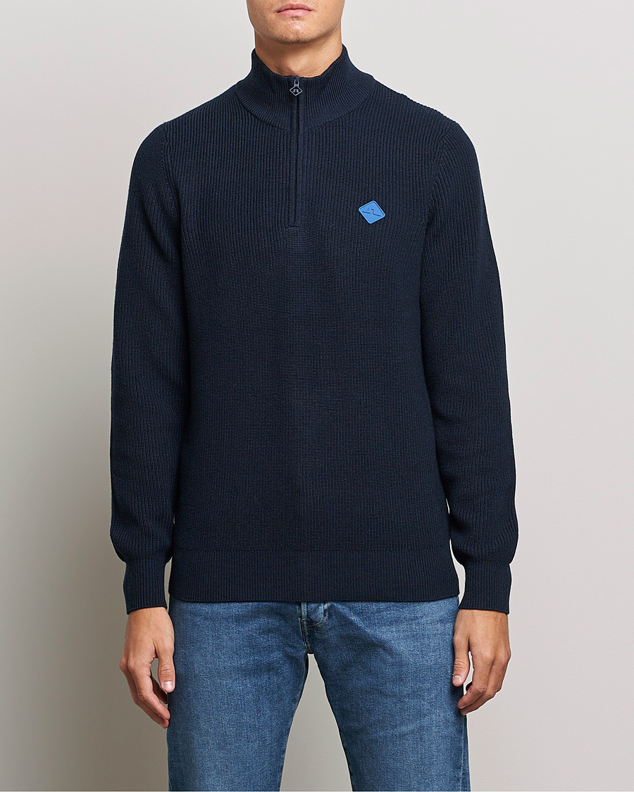 Herre | Trøjer | J.Lindeberg | Diamond Knitted Zip Sweater Navy