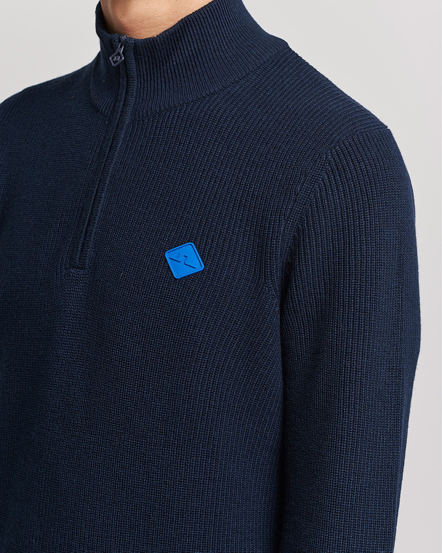 Herre | Trøjer | J.Lindeberg | Diamond Knitted Zip Sweater Navy