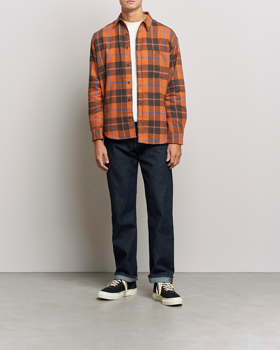 Herre | Skjorter | Jeanerica | Come Checked Flannel Shirt Burnt Orange