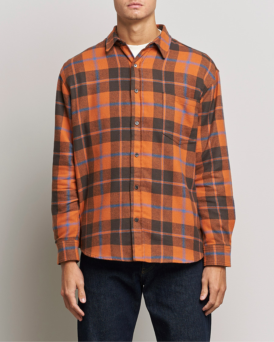 Herre | Skjorter | Jeanerica | Come Checked Flannel Shirt Burnt Orange