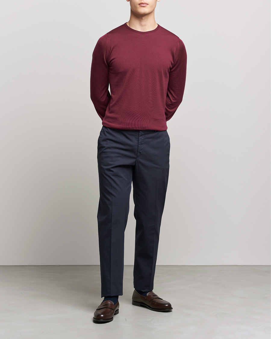 Herre | Trøjer | John Smedley | Lundy Extra Fine Merino Crew Neck Bordeaux