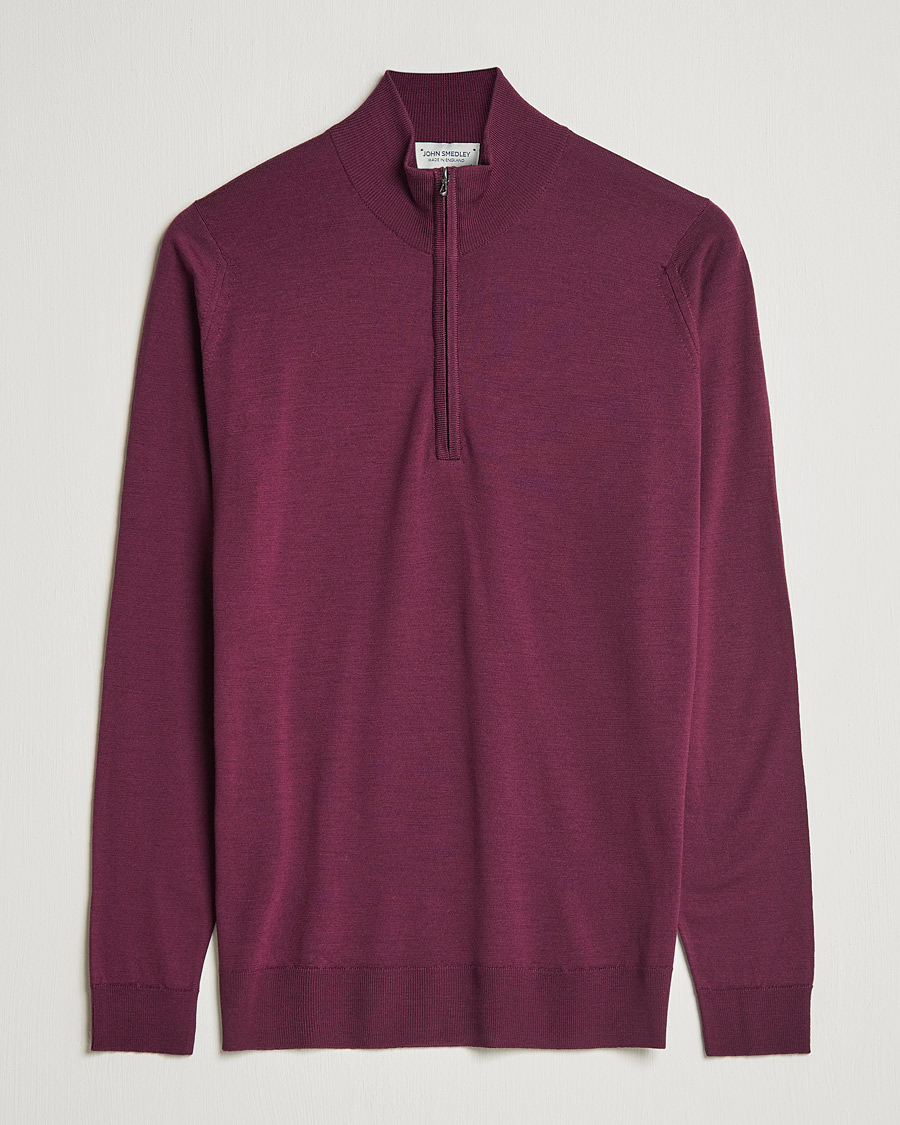 Herre | Trøjer | John Smedley | Barrow Extra Fine Merino Half Zip Pigment Purple