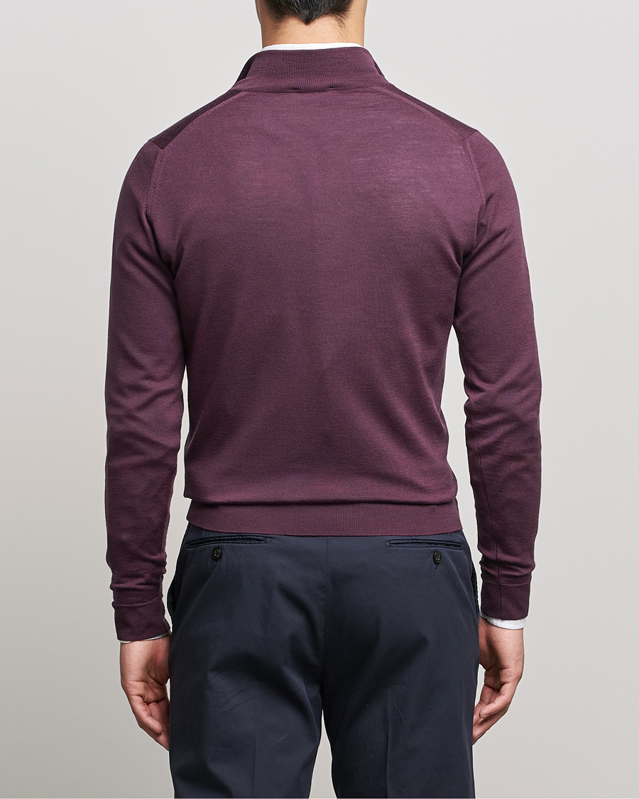 Herre | Trøjer | John Smedley | Barrow Extra Fine Merino Half Zip Pigment Purple