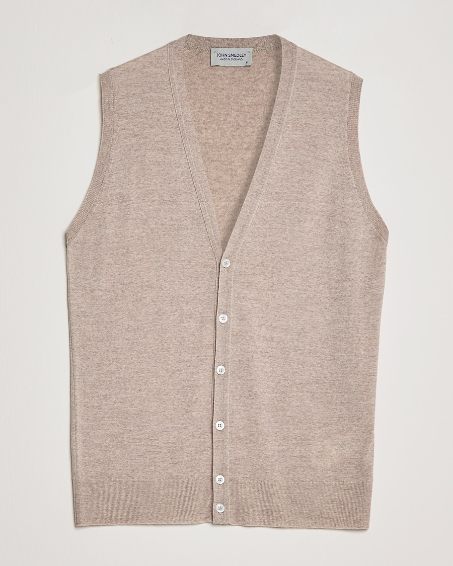 Herre | Trøjer | John Smedley | Huntswood Slim Fit Waistcoat Soft Fawn
