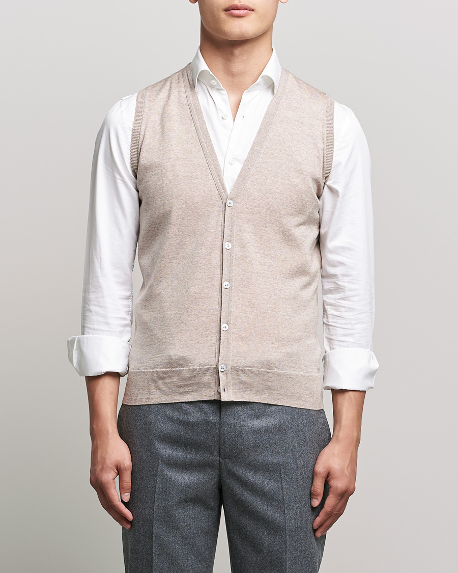 Herre | Trøjer | John Smedley | Huntswood Slim Fit Waistcoat Soft Fawn